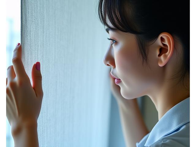 織り上がった布を最終検査する職人